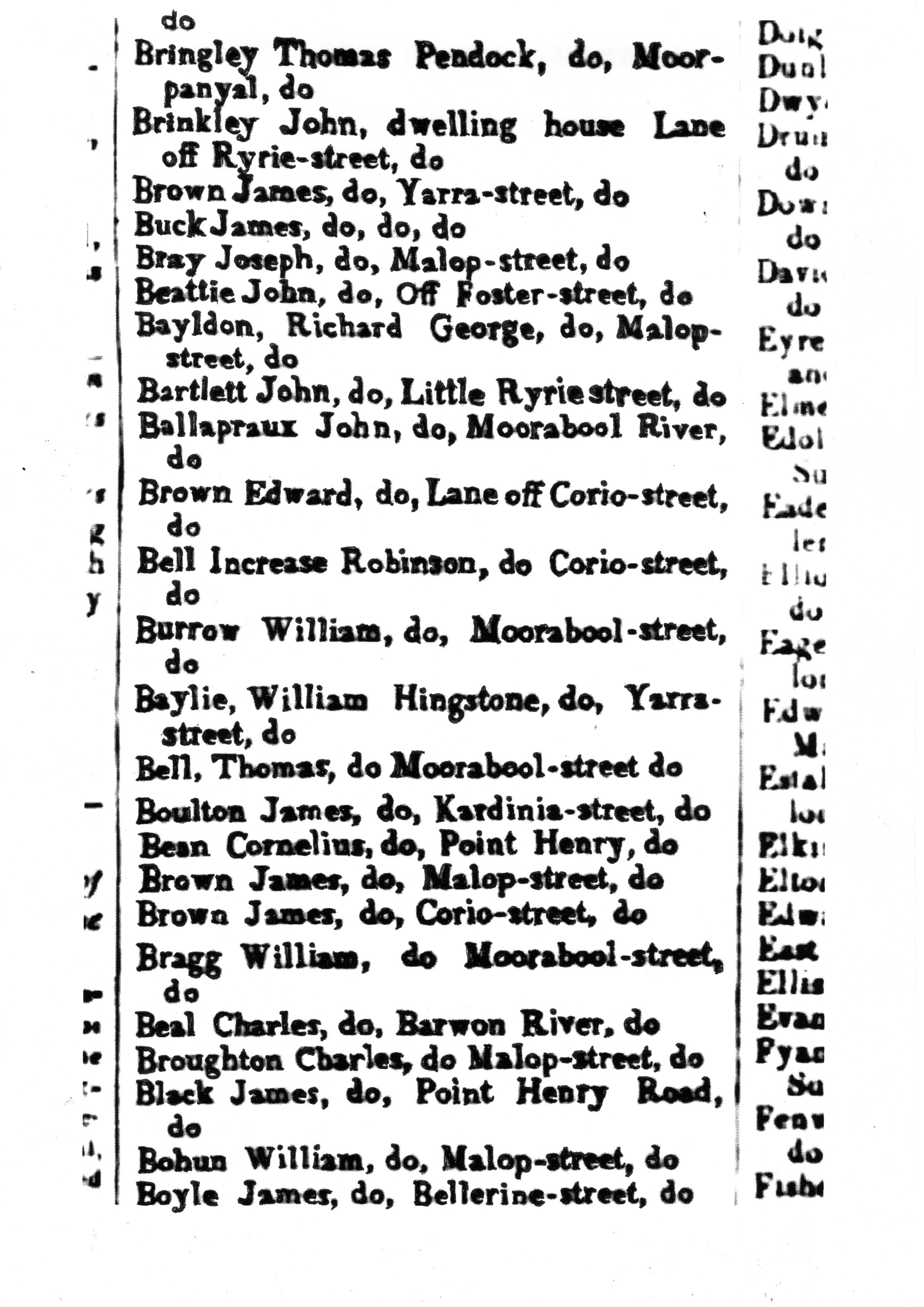 [1850 Electoral Roll of Geelong]